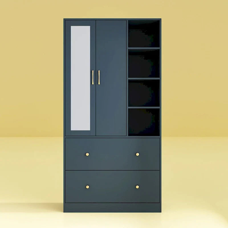 Modern Wardrobe Armoire with Mirror Door Drawers and Shelves - image 31