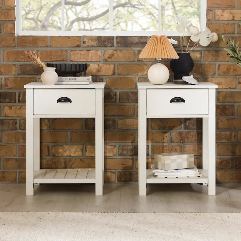 Set of 2 Middlebrook Farmhouse Nightstands with One Drawer - image 15