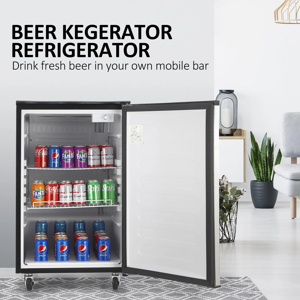 Beer Kegerator, Dual Tap Draft Beer Dispenser, Full Size Stainless Steel Keg Refrigerator With Drip Tray, CO2 Cylinder, 32°F- 50°F Temperature Control, 170L - image 3