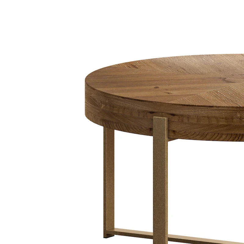 33.86" Modern Retro Round Coffee Table with Cross-Leg Base and Wooden Splicing Design - image 12