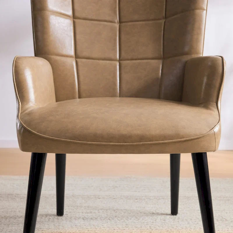 Set of 2 High-Back Tufted Accent Chairs in Cream, Brown, and Taupe - image 16