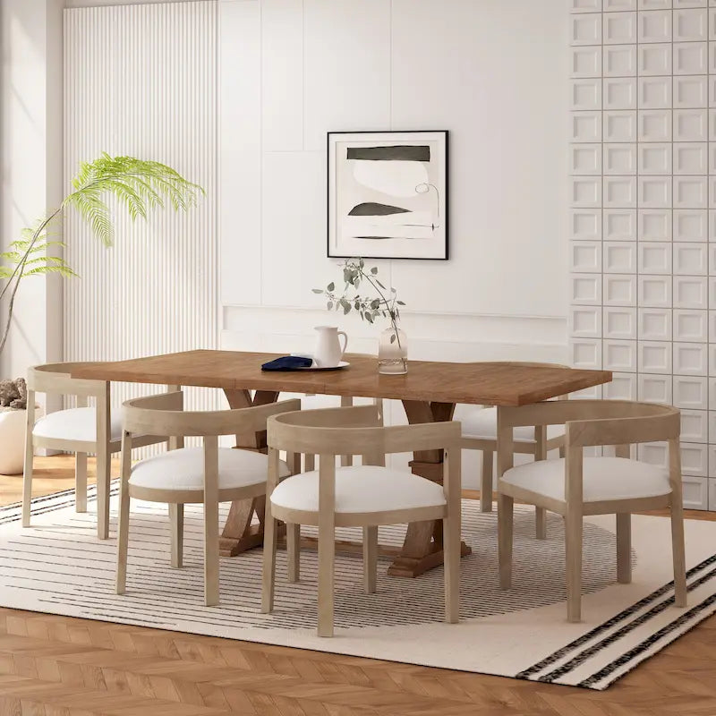 Christopher Knight Home 7-Piece Dining Set with Hudson Fabric and Wood - image 4