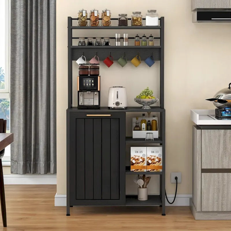 Moasis 6-Tier Kitchen Baker's Rack with Storage Shelves and Trash Can Cabinet Organizer - image 12