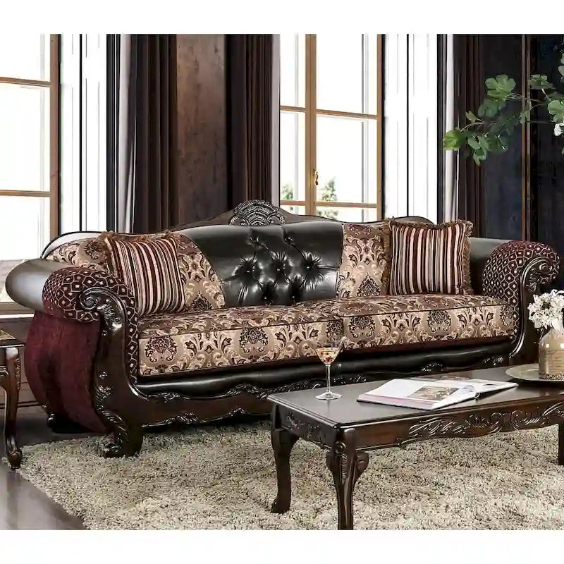Rend Classic Faux Leather Tufted Sofa with Rolled Arms by Furniture of America - image 13