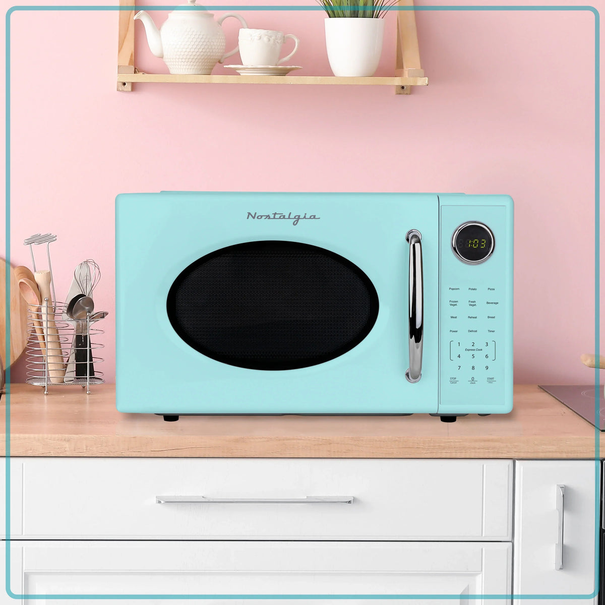 Nostalgia Retro Microwave Oven - 1.1 Cu Ft & 1000-Watt Countertop Size with Glass Turntable, Child Safety Lock, 8 Auto-Cook Programs & Digital Clock - Black - image 28