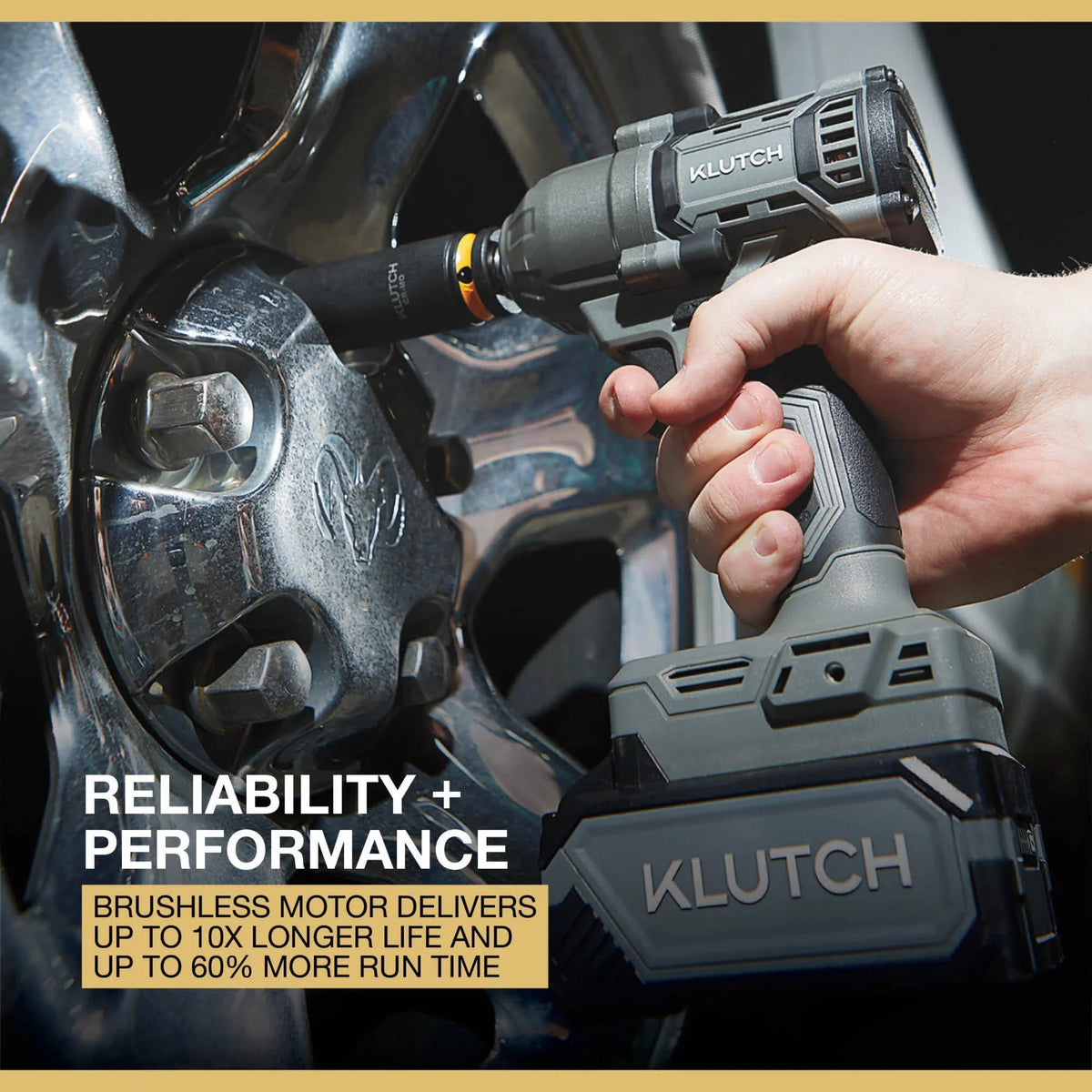 Klutch 1/2in. Impact Wrench, KLiQ 20V, 500 Ft./Lbs. Breakaway Torque, Brushless, Cordless, Bare Tool - image 2