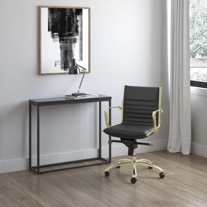 Dirk Black Low Back Office Chair with Matte Brushed Gold Base - image 7
