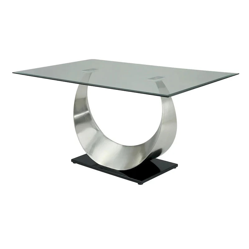 Heer Contemporary Black Steel U-Shaped Pedestal 7-Piece Dining Set by Furniture of America - image 11