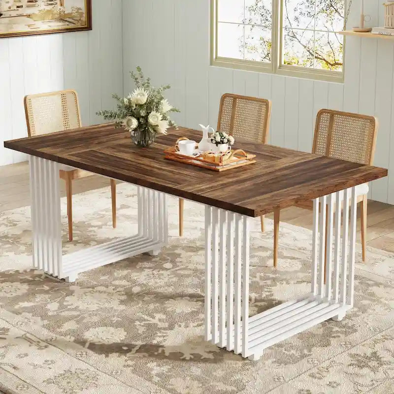 Contemporary 70.8-Inch White Dining Table for 6-8 Guests - image 11