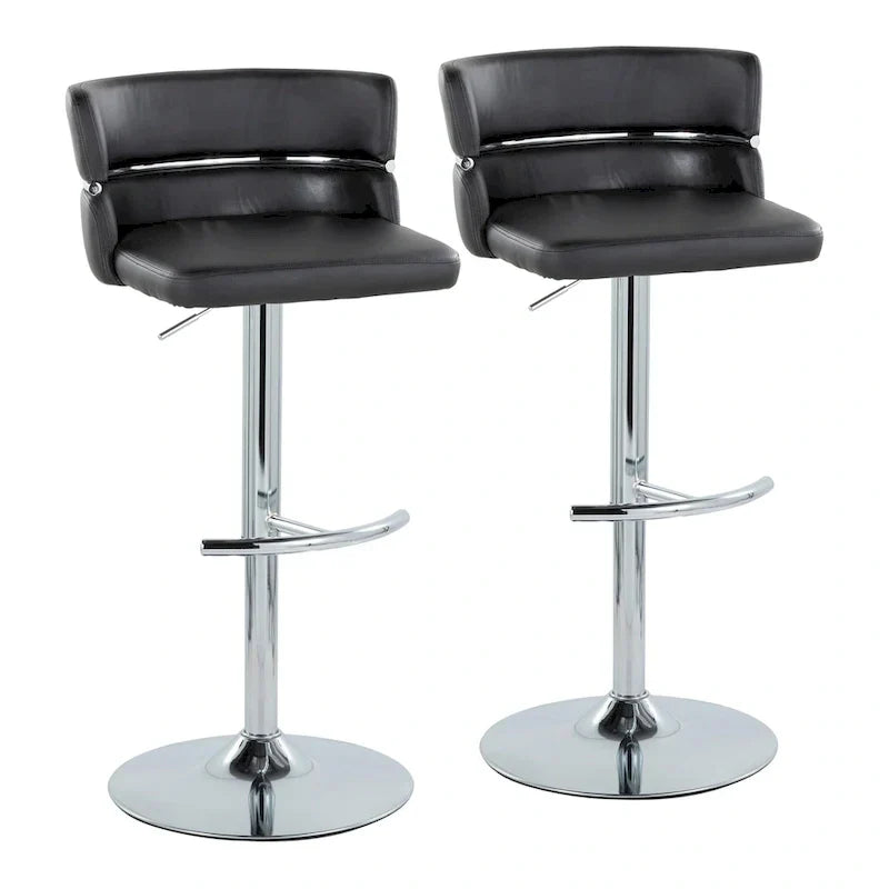 Set of 2 Silver Orchid Lena Adjustable Bar Stools with Rounded T Footrest - image 3