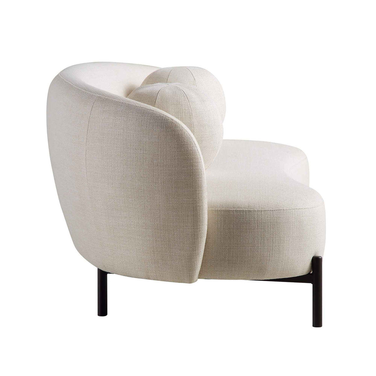 3-Seater Curved Sofa with Ball Cushions, Beige Linen Blend - image 11