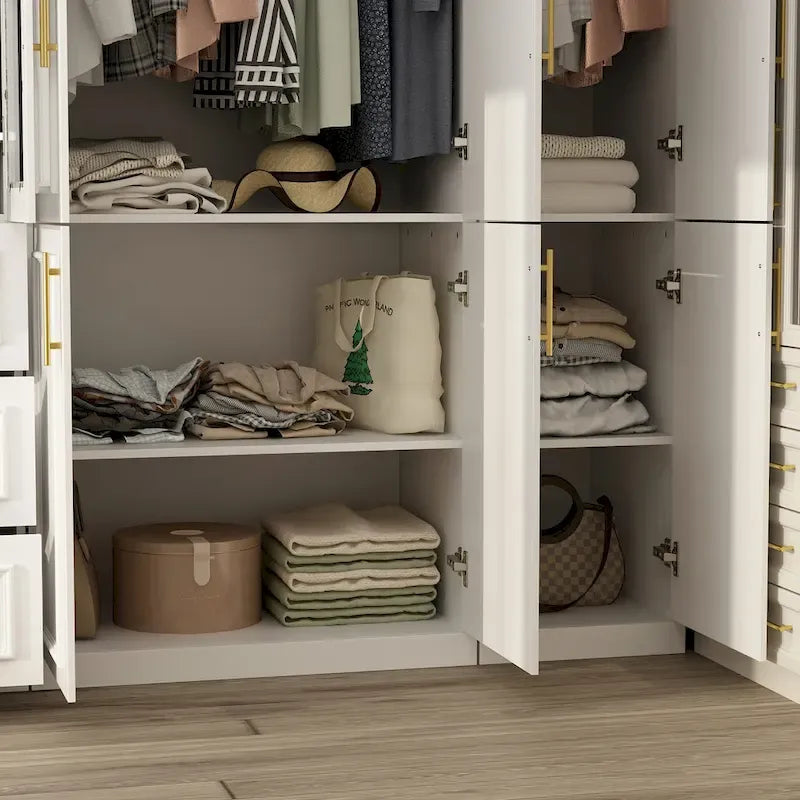 74.8-Inch Tall Large Modular Wardrobe Closet with Glass Doors - image 16
