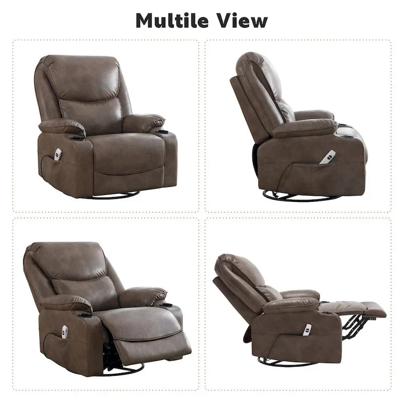 HOMYKA 34.2-Inch Wide Faux Leather Swivel Rocking Power Recliner Chair with USB Charging Port - image 14