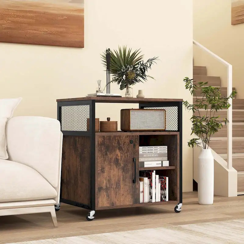 Costway Mobile File Cabinet with Charging Station & Cable - Learn More - image 8