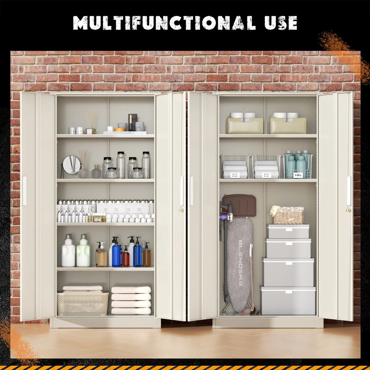 SOLAURA 71" Metal Garage Storage Cabinet with Locking Doors and Adjustable Shelves for Home, Office(Black) - image 53