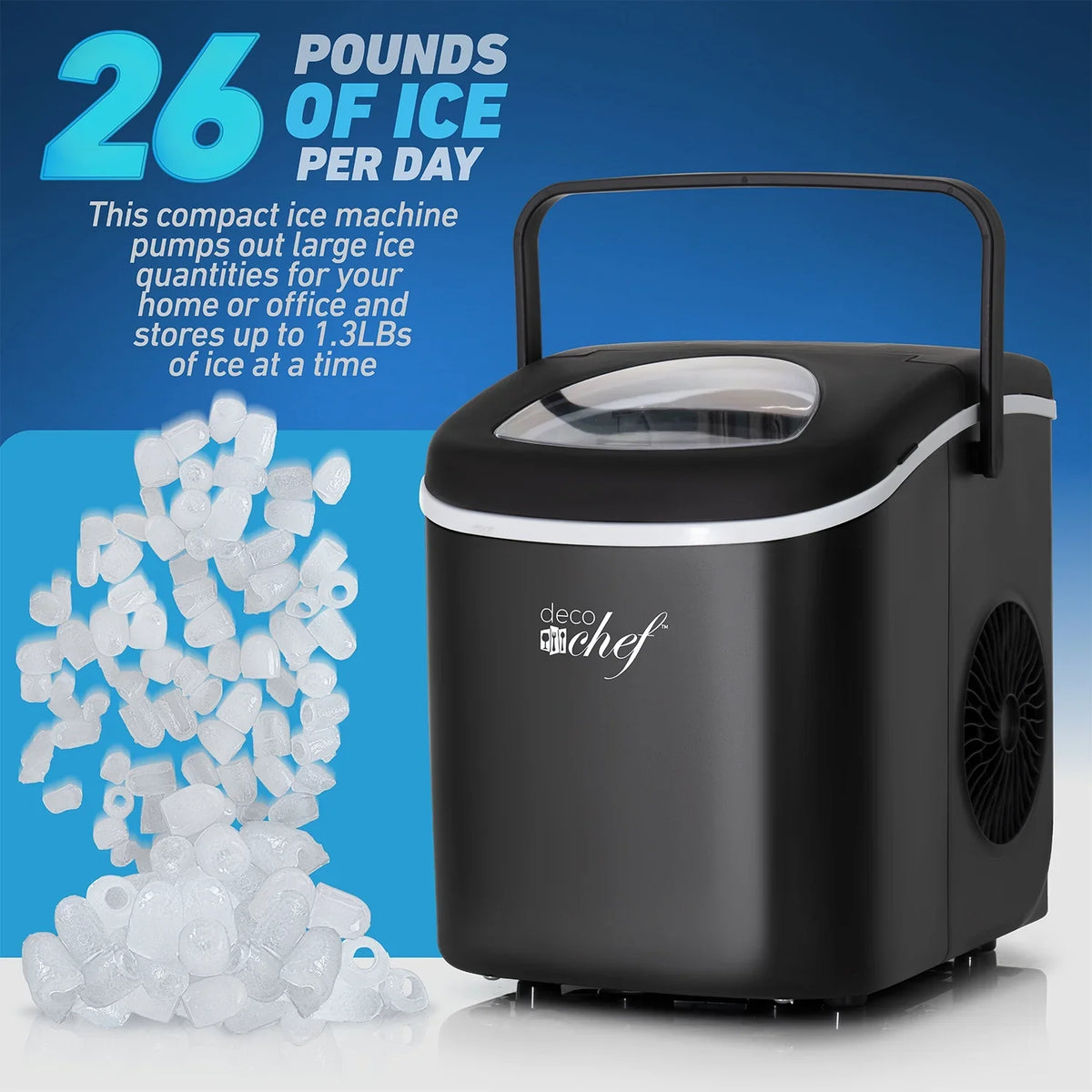 Deco Compact Countertop Ice Maker, 26LBs in 24HRs, 9 Bullet Ice Cubes Ready in 6 Minutes, Stainless Steel - image 13