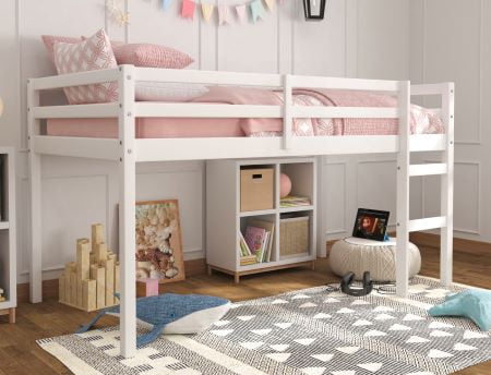 Hillsdale Campbell Wood Twin Junior Loft Bunk Bed, White - image 4