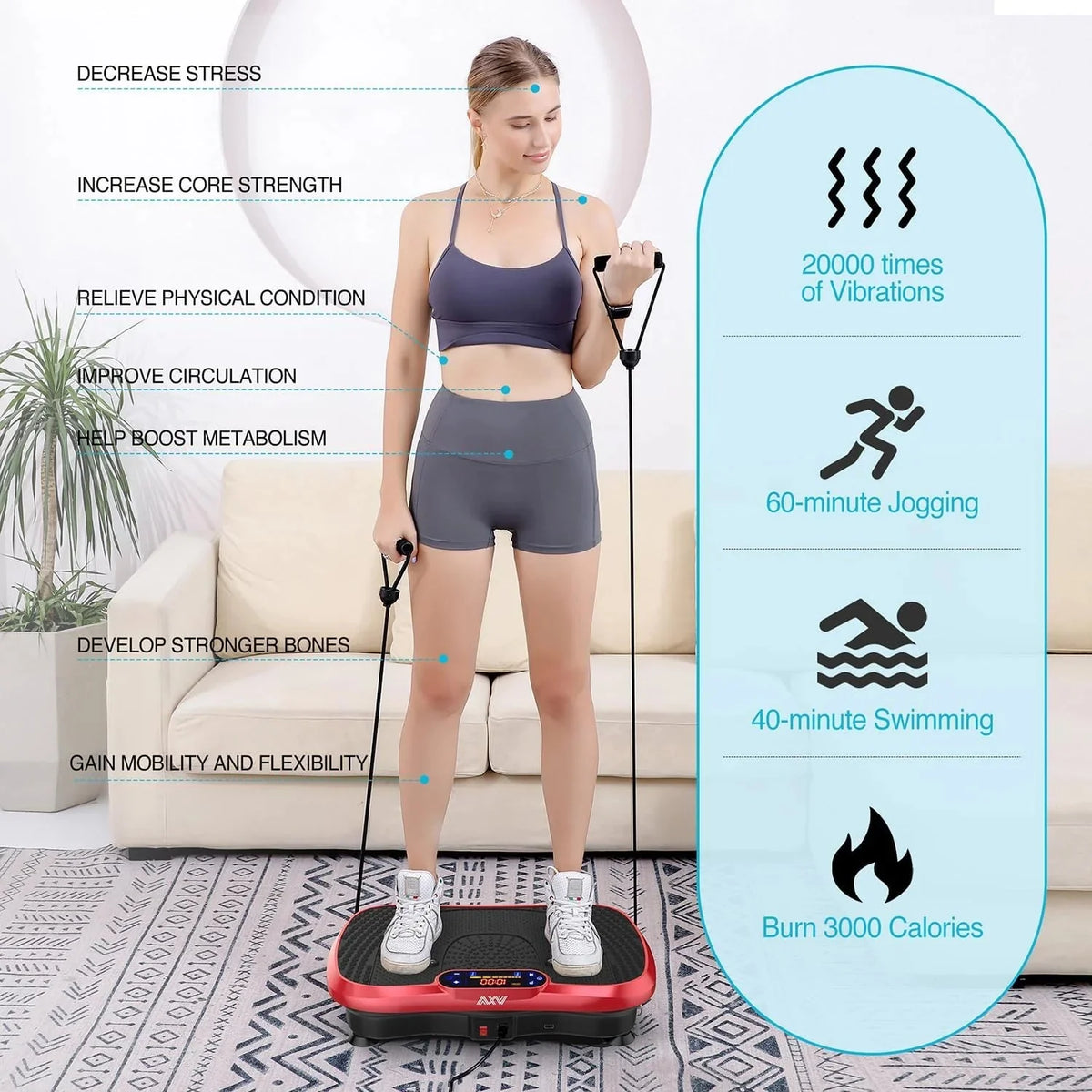 Vibration Plate Fitness Platform Exercise Machine Vibrating Lymphatic Drainage Shaking Full Body Shaker Workout Vibrate Stand Shake Board Sport Gym for Weight Loss Fat Burner for Women Men - image 51