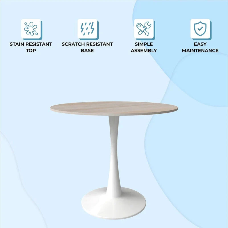 Bristol 35-Inch Round Dining Table for 4 with Sintered Stone Top and White Stainless Steel Pedestal Base - image 31