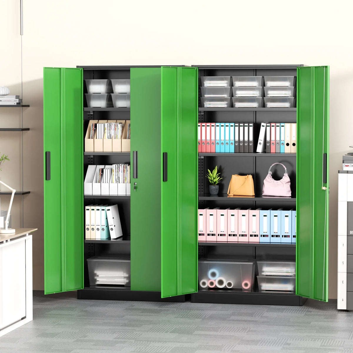 SOLAURA 71" Metal Garage Storage Cabinet with Locking Doors and Adjustable Shelves for Home, Office(Black) - image 25