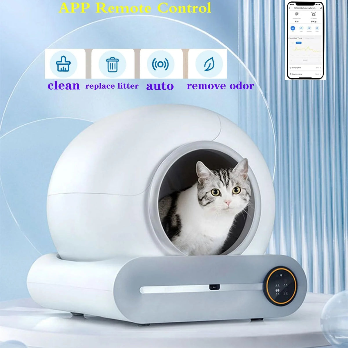 Self-Cleaning Cat Litter Box, Smart Cat Litter Cleaning Robot with APP Control, Automatic Cat Litter Box, Secure Alert/Health Monitor/Ionic Deodorizer/for Multiple Cats Updated - image 11