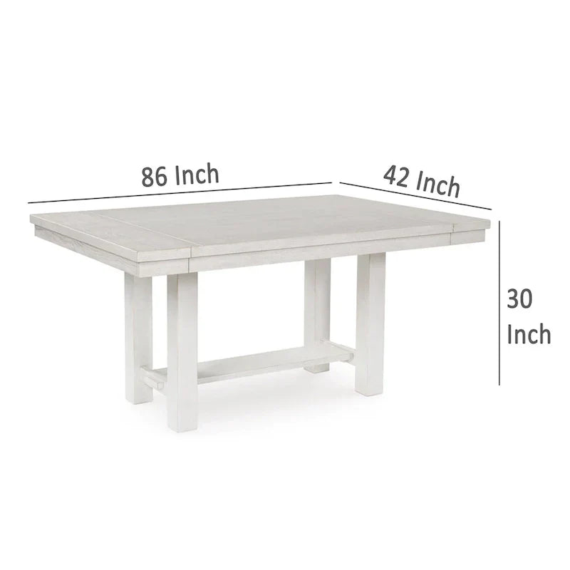 Fleur White Wood Dining Table with 2 Extendable Leaves, Adjustable from 62 to 86 Inches - image 5