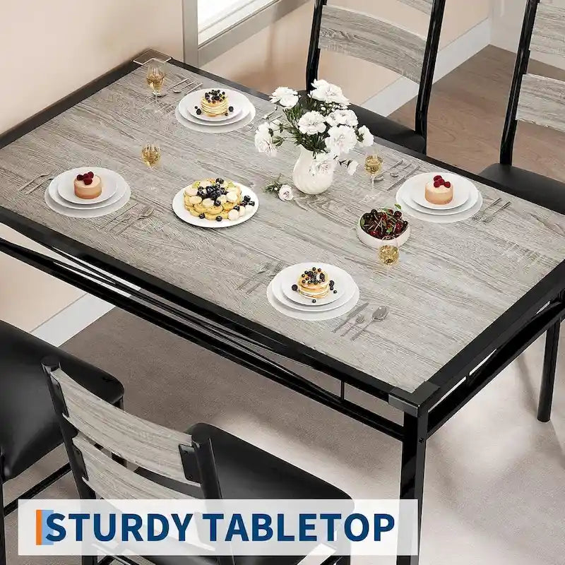 5-Piece Dining Table Set for 4 – Space-Saving Kitchen Set with Upholstered Chairs - image 11
