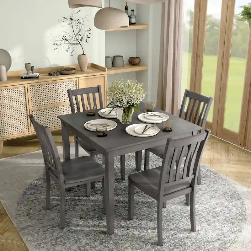 Denhour DH Basic Traditional Solid Wood 5-Piece Dining Set - image 6