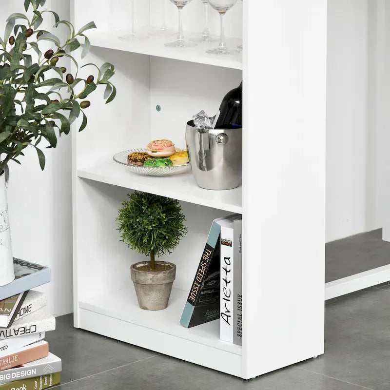 HOMCOM White Bar Table with 3-Tier Storage Shelf, Metal Frame, and Sturdy Thick Top - Ideal for Kitchen and Pub Use - image 2