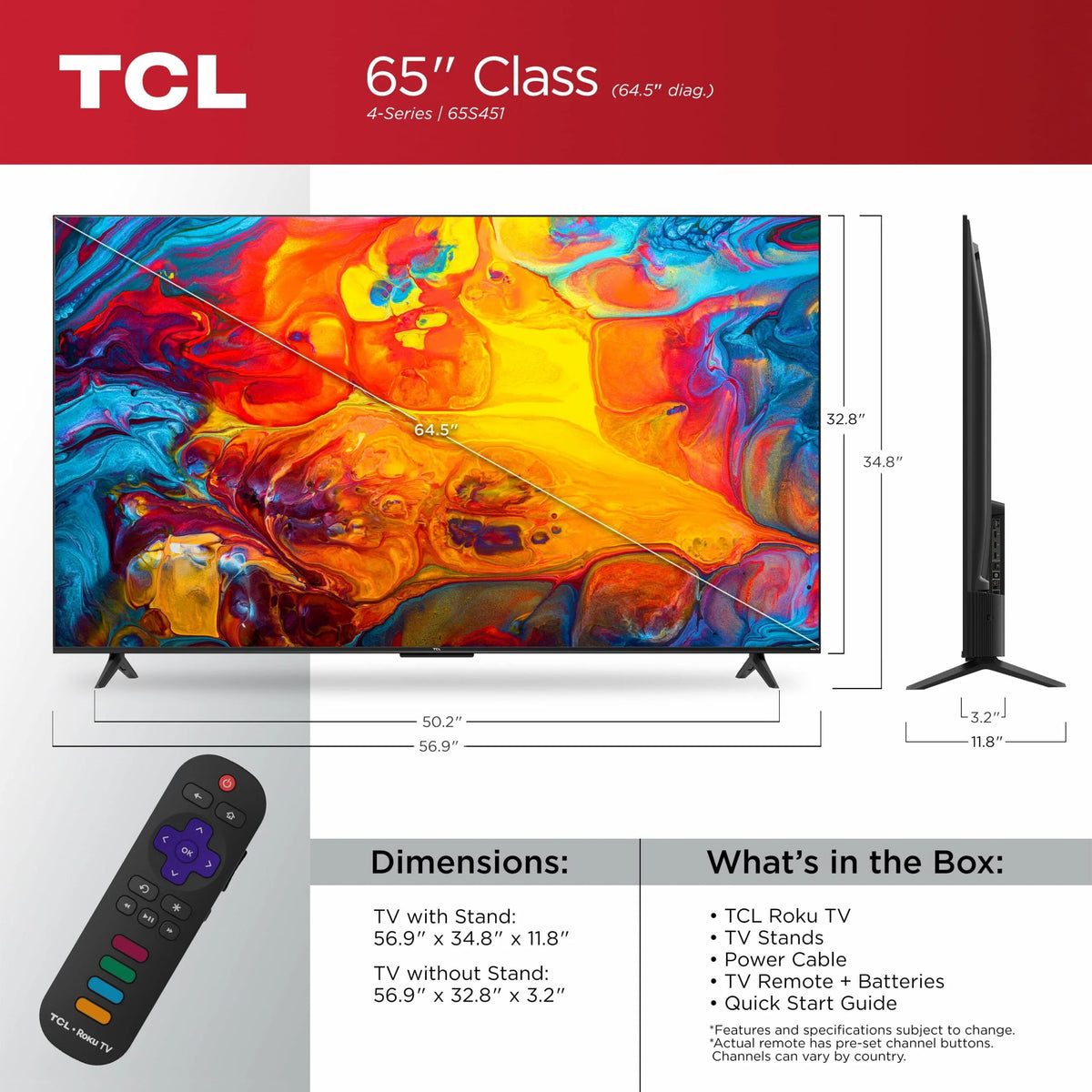 TCL 65′′ 4-Series 4K UHD HDR Smart Roku TV – Stunning Picture & Endless Entertainment - image 4