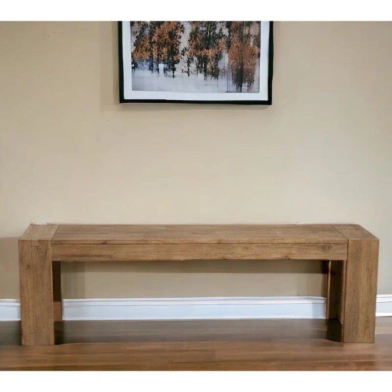 HomeRoots 58-Inch Natural Distressed Solid Wood Dining Bench - image 1