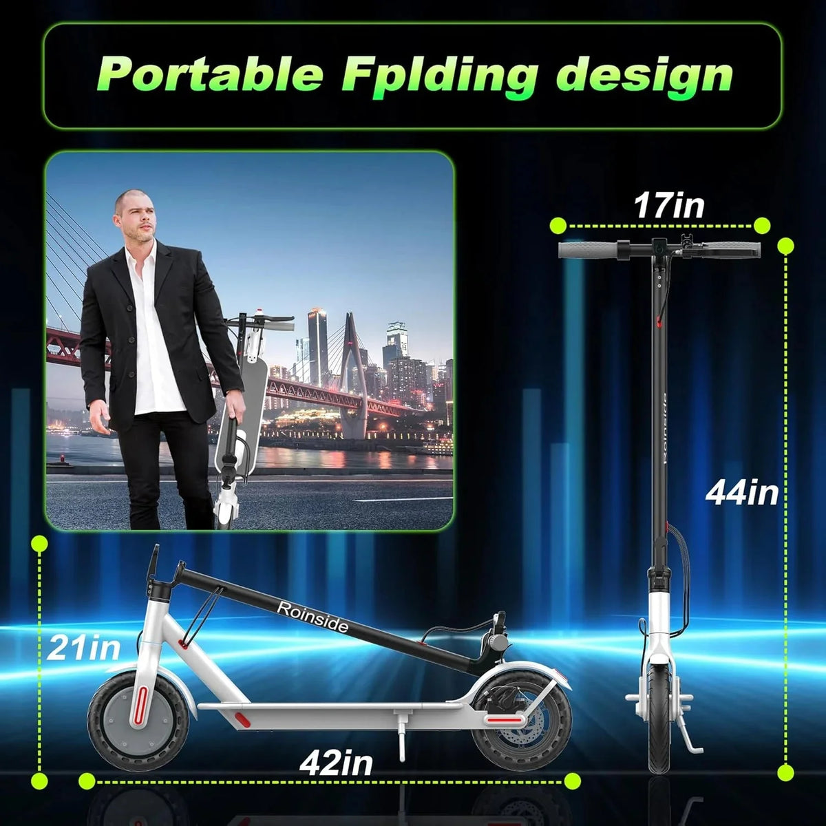 Electric Scooter - 8.5" Solid Tires, 350W Motor, Up to 19 MPH and 21-23 Miles Long-Range Portable Foldable Commuting Scooter for Adults with Double Braking System and App - image 16