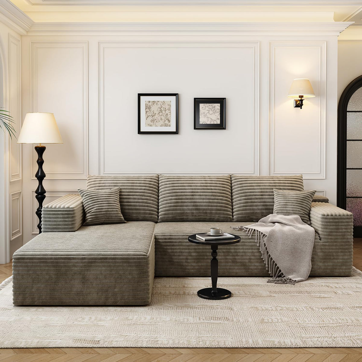 107.5" Cloud Modular Sectional Sofa Couch with L-Shape Chaise,Modern Minimalist Upholstered Couches for Living Room Bedroom,Deep Seat Corner Couch .No Assembly Required (Black,Left Facing Chaise) - image 102