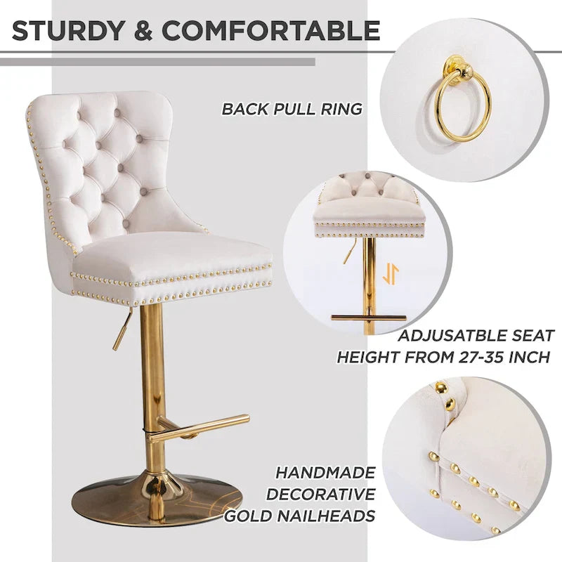 Contemporary Adjustable Thick Upholstered Swivel Counter Bar Stools - image 17