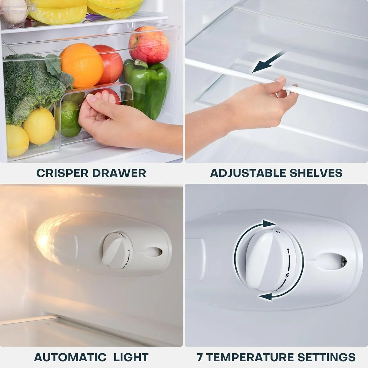Upstreman 3.1 Cu.Ft Mini Fridge with Freezer, Double Door Small Fridge, Dorm Essentials, Adjustable Thermostat, Energy Saving, Mini Refrigerator for Office, Dorm,Bedroom, Stainless - image 3