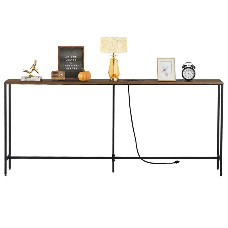 70.9-Inch Console Table with Dual Power Outlets and USB Ports - Slim Entryway and Sofa Table for Living Room - image 5