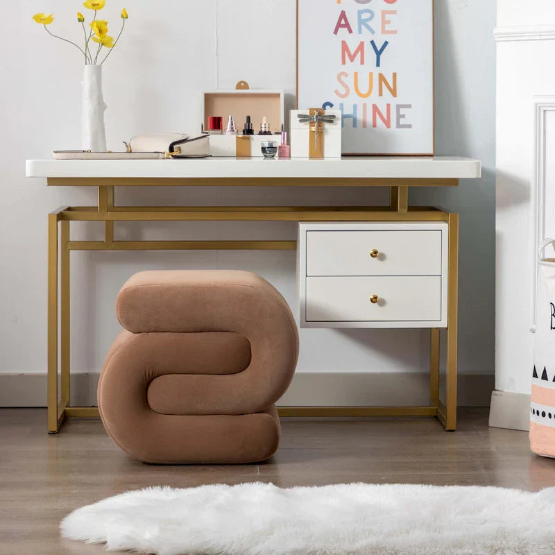 Contemporary S-Shape Ottoman Makeup Stool and Footrest for Living Room and Bedroom - image 15