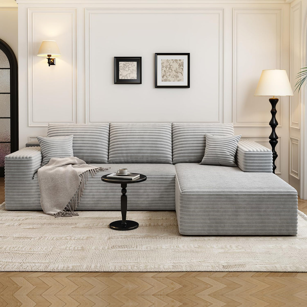 107.5" Cloud Modular Sectional Sofa Couch with L-Shape Chaise,Modern Minimalist Upholstered Couches for Living Room Bedroom,Deep Seat Corner Couch .No Assembly Required (Black,Left Facing Chaise) - image 67