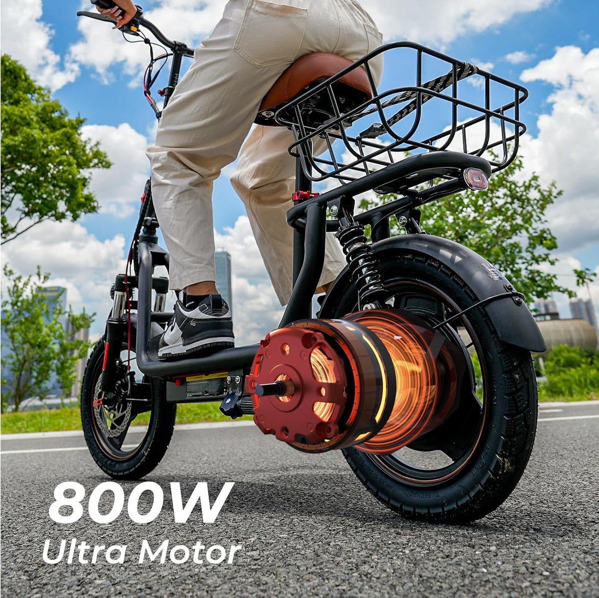 iScooter electric scooter with seat, 37/21 mile range, 28/19/15.6 mph top speed, dual suspension scooter with basket - image 7