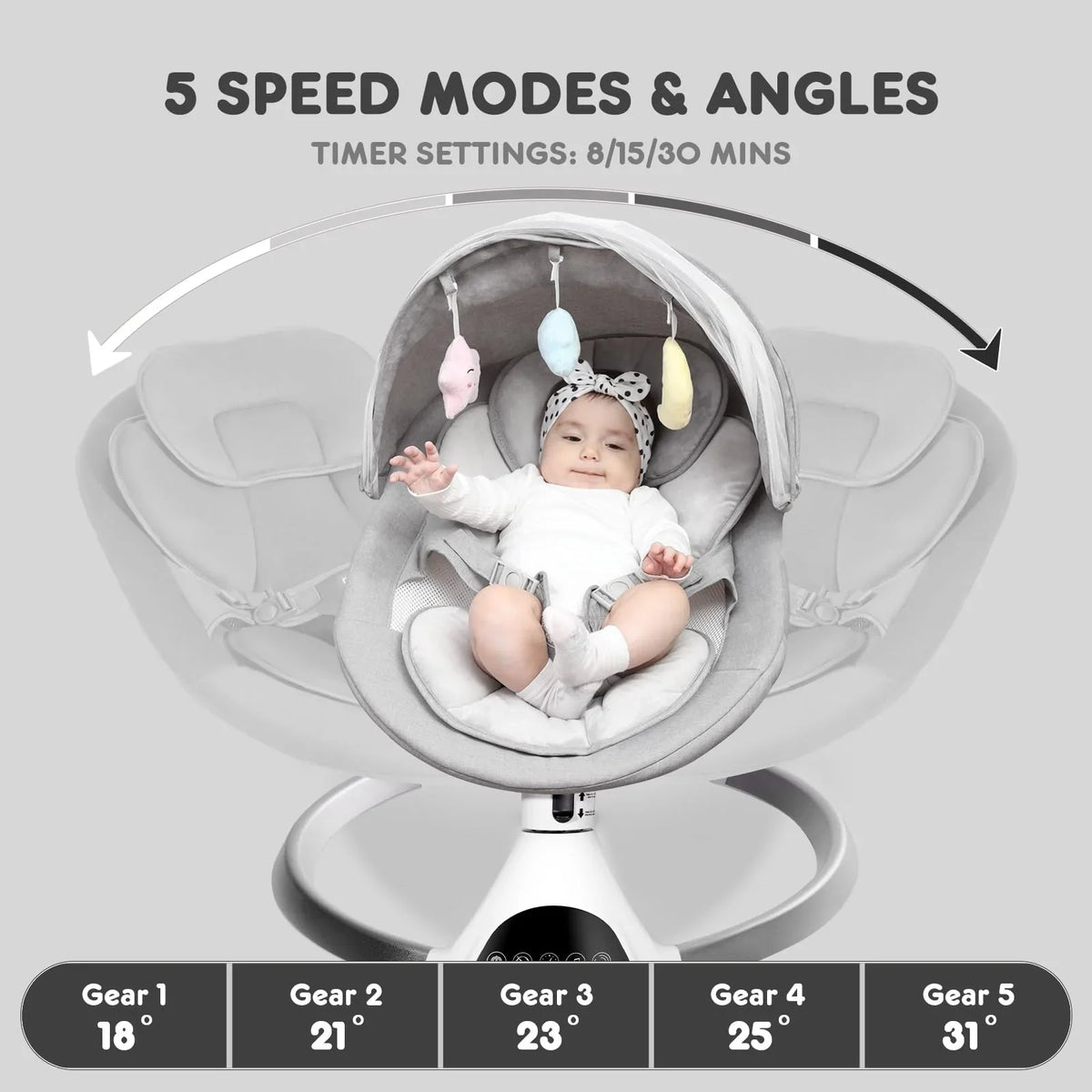 HARPPA Electric Baby Swing for Infants to Toddler with 5 Speed - image 10