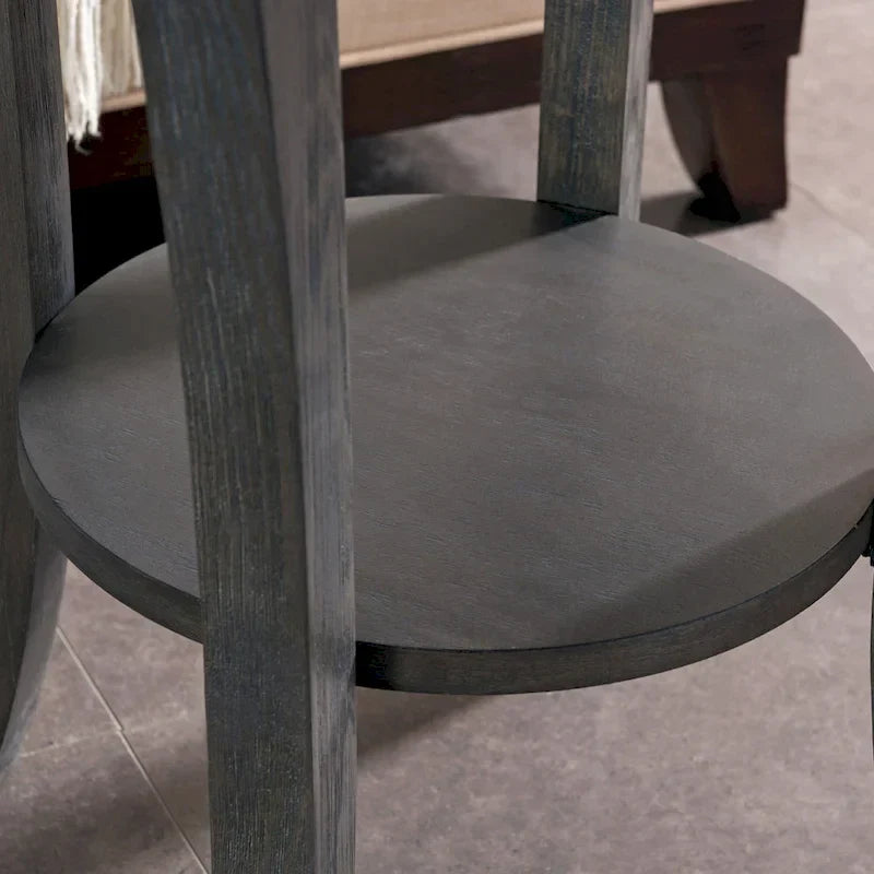 Round Side Table with Shelf and Solid Wood Construction - image 10