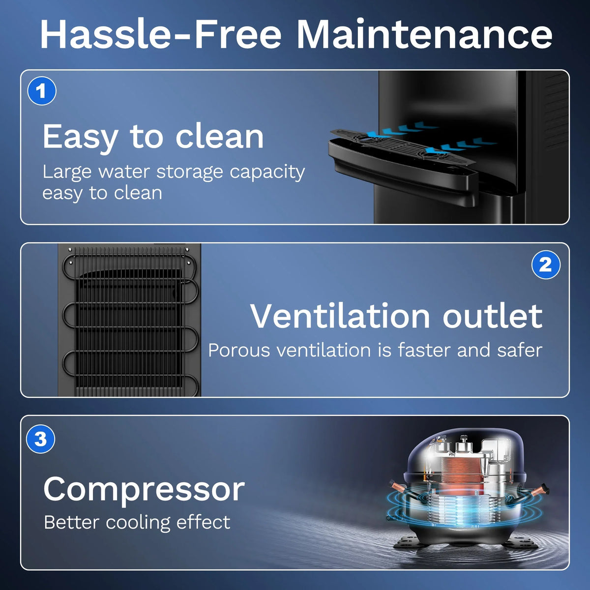 Manastin Top Loading Water Dispenser - Hot and Cold Water, Child Lock, Removable Water Tray, Extra Storage, Black - image 2