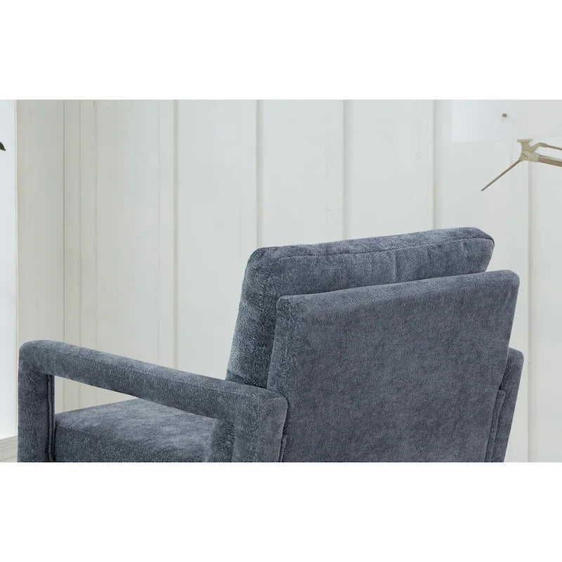 Soft Cushion Blue Chenille Upholstered Armchair - 25.98" Height - image 15