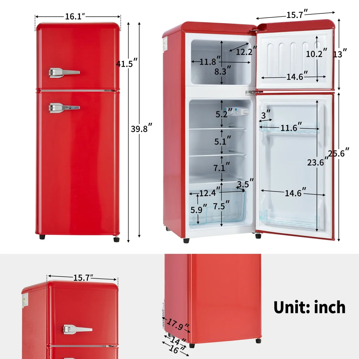 Harper & Bright Designs Double Door Mini Fridge with Freezer, 3.2 Cu.Ft Compact Refrigerator with Adjustable Shelf, Adjustable Thermostat and Reversible Door for Bedroom, Dorm, Home Office, White - image 46