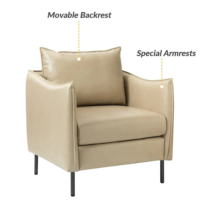 Set of 2 Jaime Modern Vegan Leather Accent Chairs with Metal Legs by HULALA HOME - image 25
