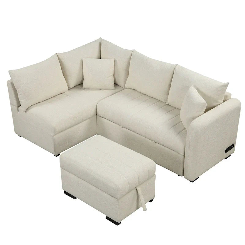 Roomfitters L-Shaped Sleeper Sofa with USB Ports, Power Outlets, and Versatile Storage Ottoman - image 14