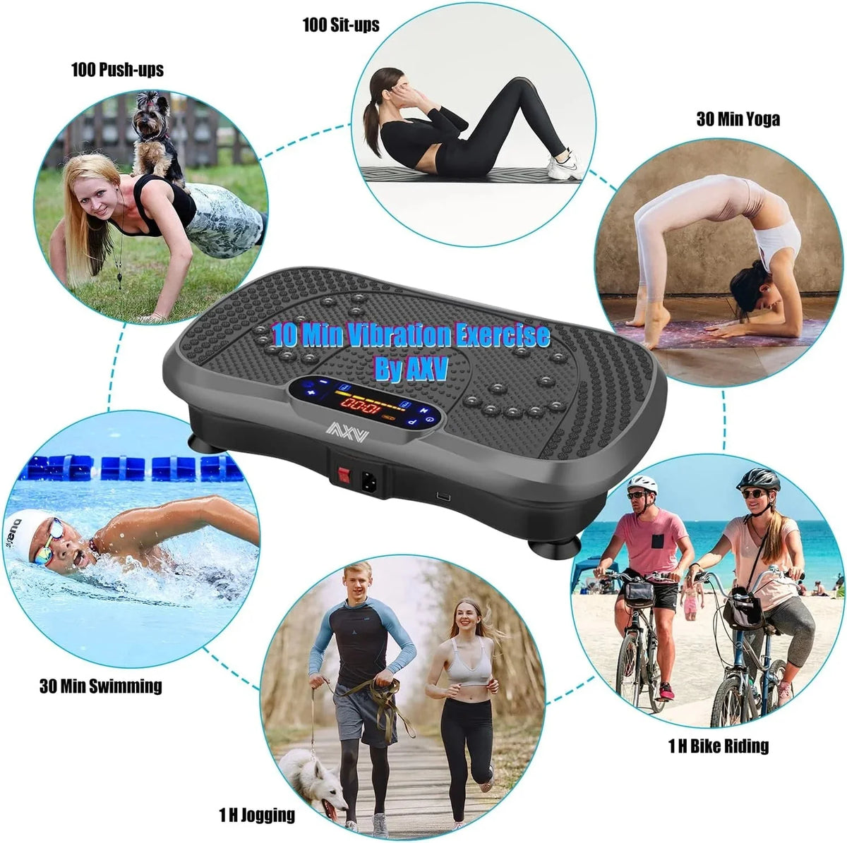 Vibration Plate Fitness Platform Exercise Machine Vibrating Lymphatic Drainage Shaking Full Body Shaker Workout Vibrate Stand Shake Board Sport Gym for Weight Loss Fat Burner for Women Men - image 3