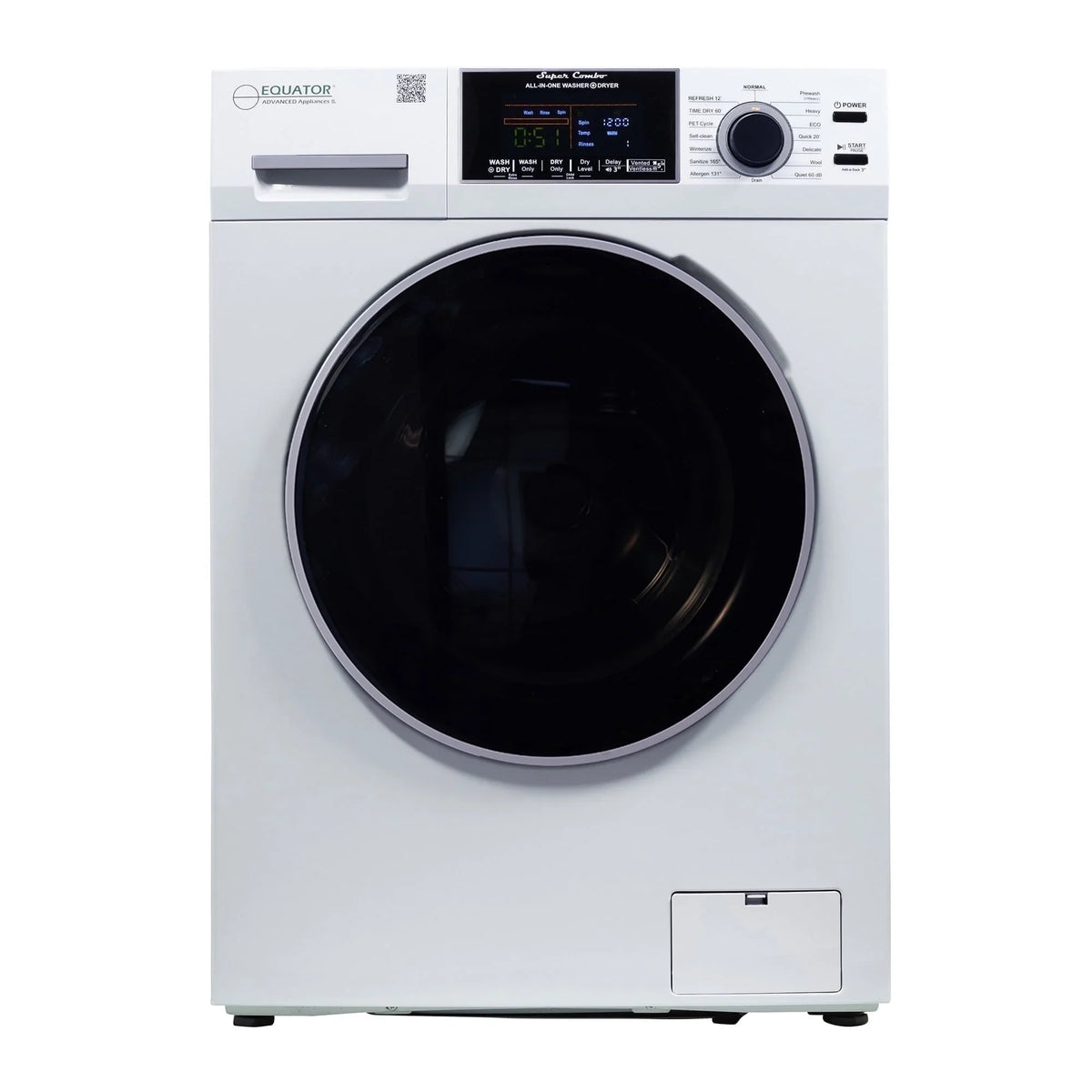 Equator Combination Washer Dryer Ventless/Vented Pet cycle 1.62cf/15lbs 110V with Adjustable legs - image 23