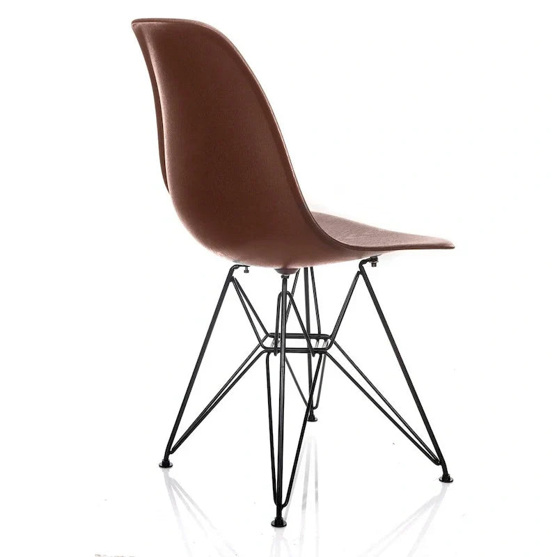 Mid-Century Modern DSR Dining Accent Side Chair with Brown Wood Grain Finish and Black Eiffel Steel Legs - Nature Series - image 3
