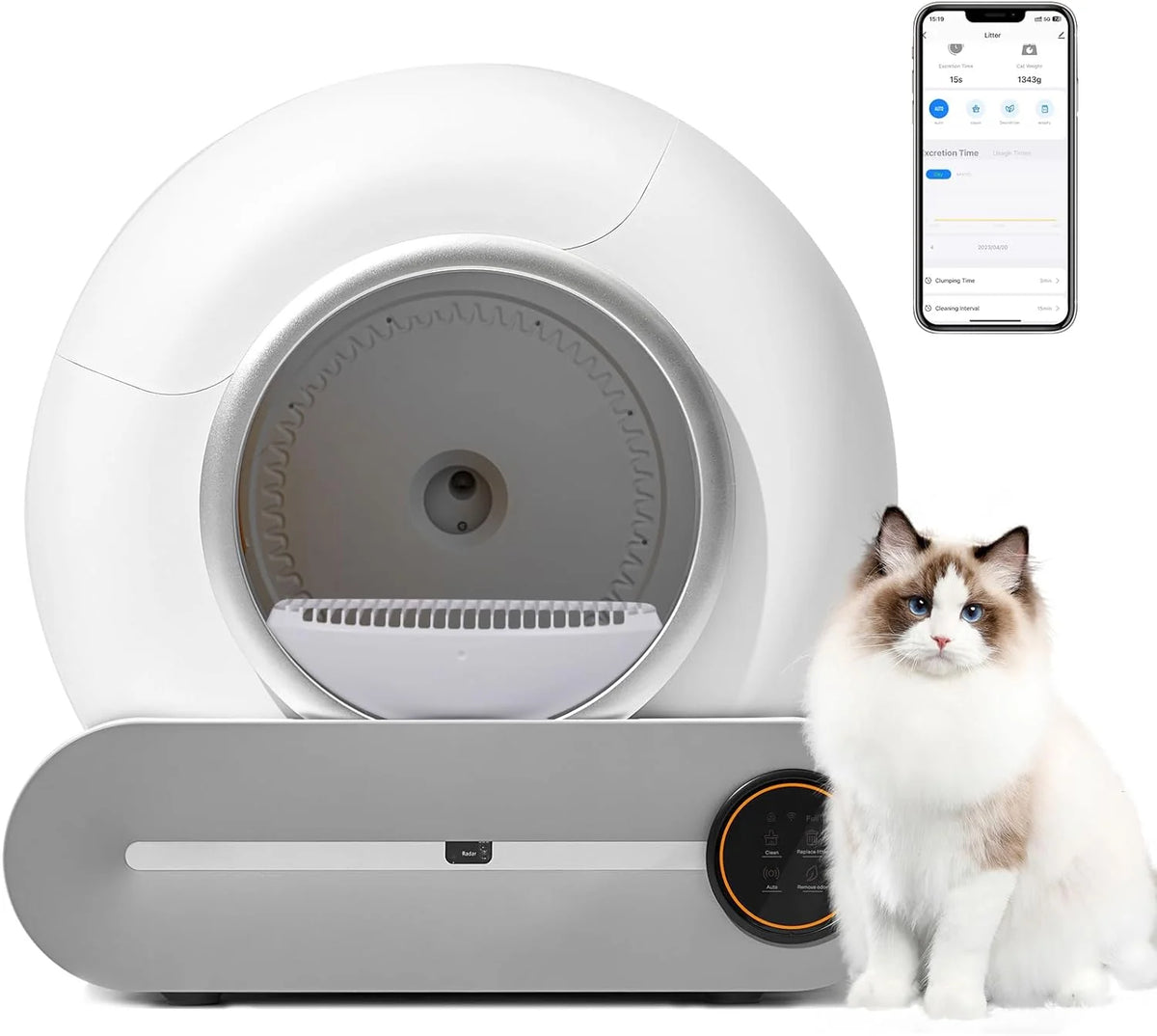 Self-Cleaning Cat Litter Box, Smart Cat Litter Cleaning Robot with APP Control, Automatic Cat Litter Box, Secure Alert/Health Monitor/Ionic Deodorizer/for Multiple Cats Updated - image 3